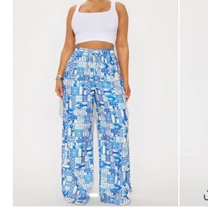Mediterranean Bliss Satin Pant - Blue/combo